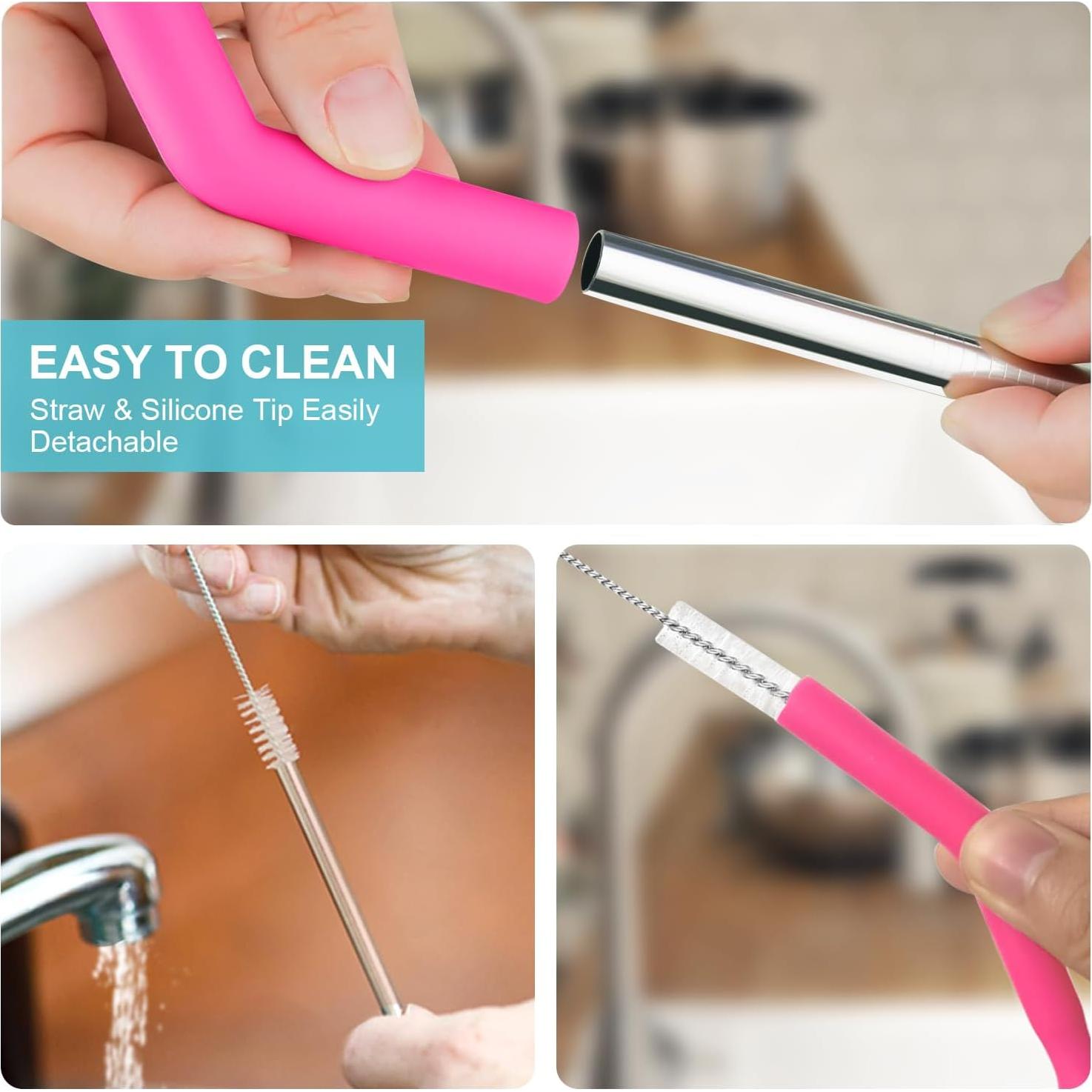 Juego de Popotes Reutilizables de Acero Inoxidable DKYEUD 6 PCS