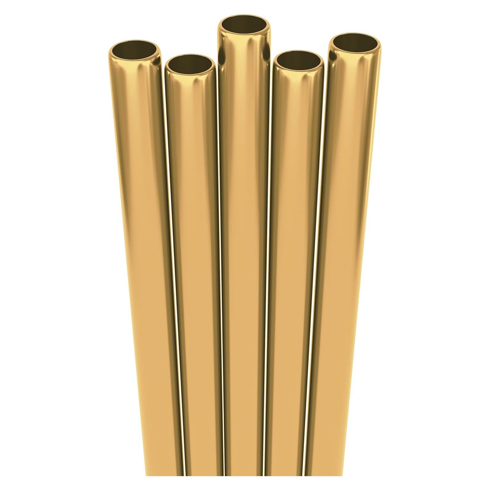 5 Pajitas Cortas de Acero Inoxidable Fiesta First Oro 16 cm