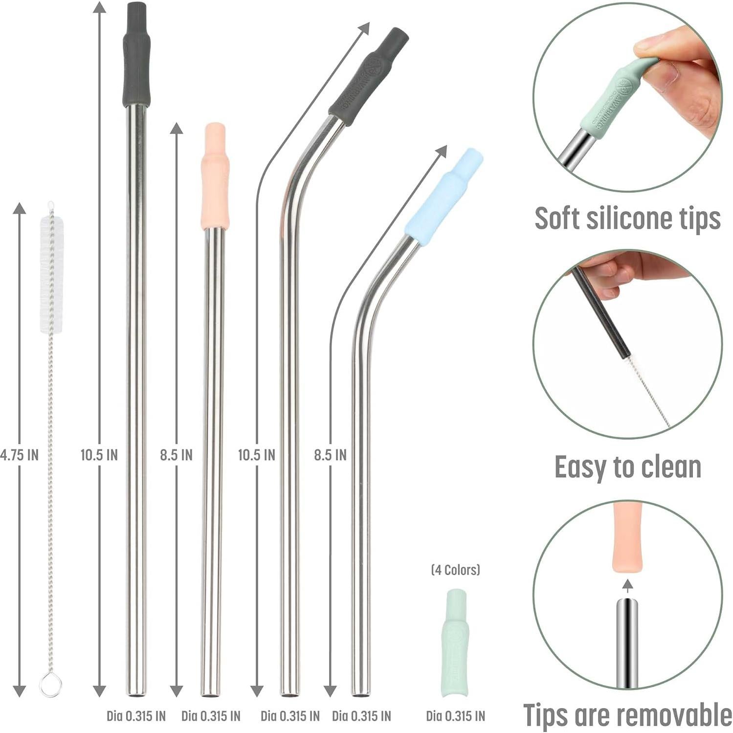 Set de Popotes Reutilizables Goodful Acero Inoxidable 8 Piezas
