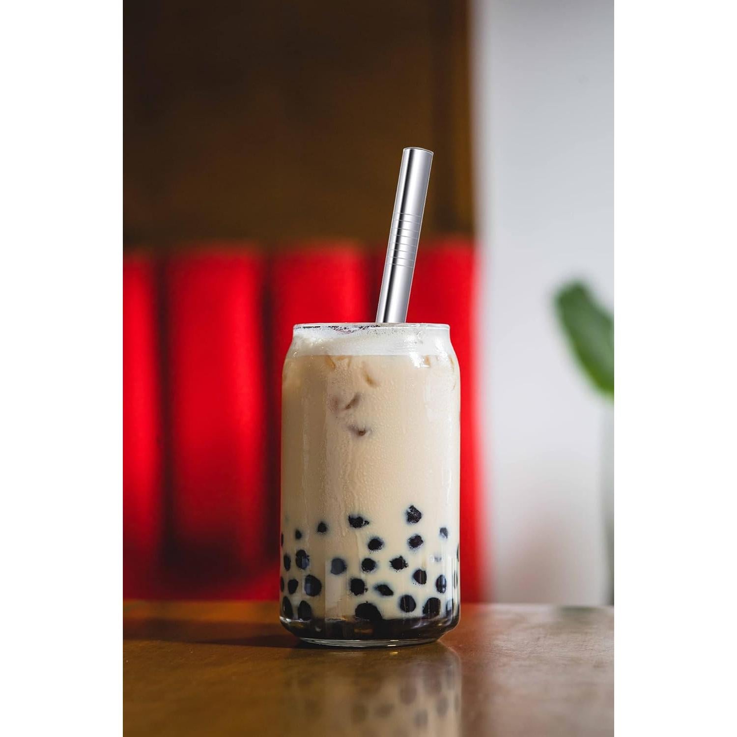 Popotes Reutilizables de Metal Morneve 4 Pcs 12mm Plata