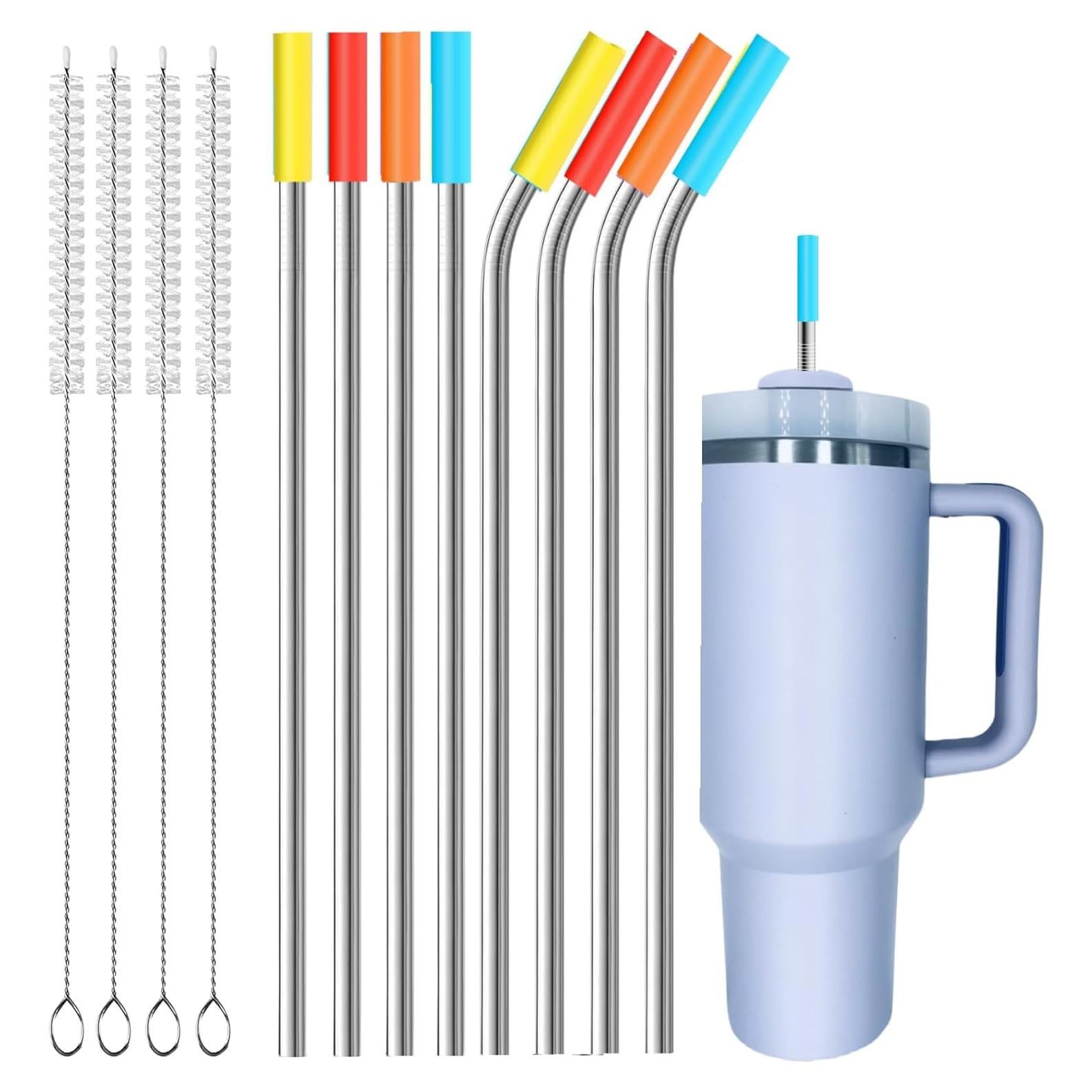 Popotes de Acero Inoxidable Keecomfy 30.99 cm Reutilizables 8 Unidades