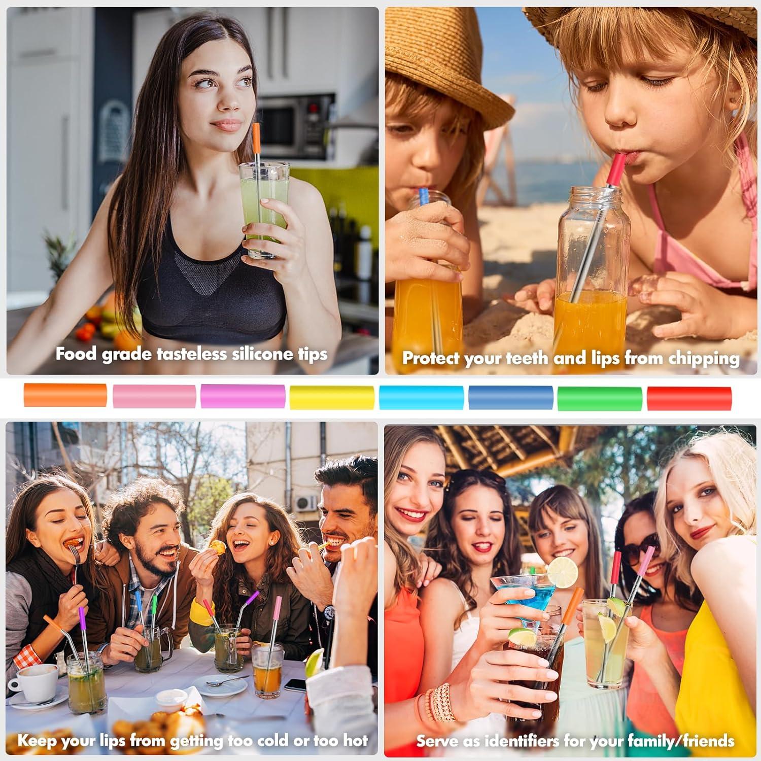 Popotes de Acero Inoxidable Keecomfy 30.99 cm Reutilizables 8 Unidades