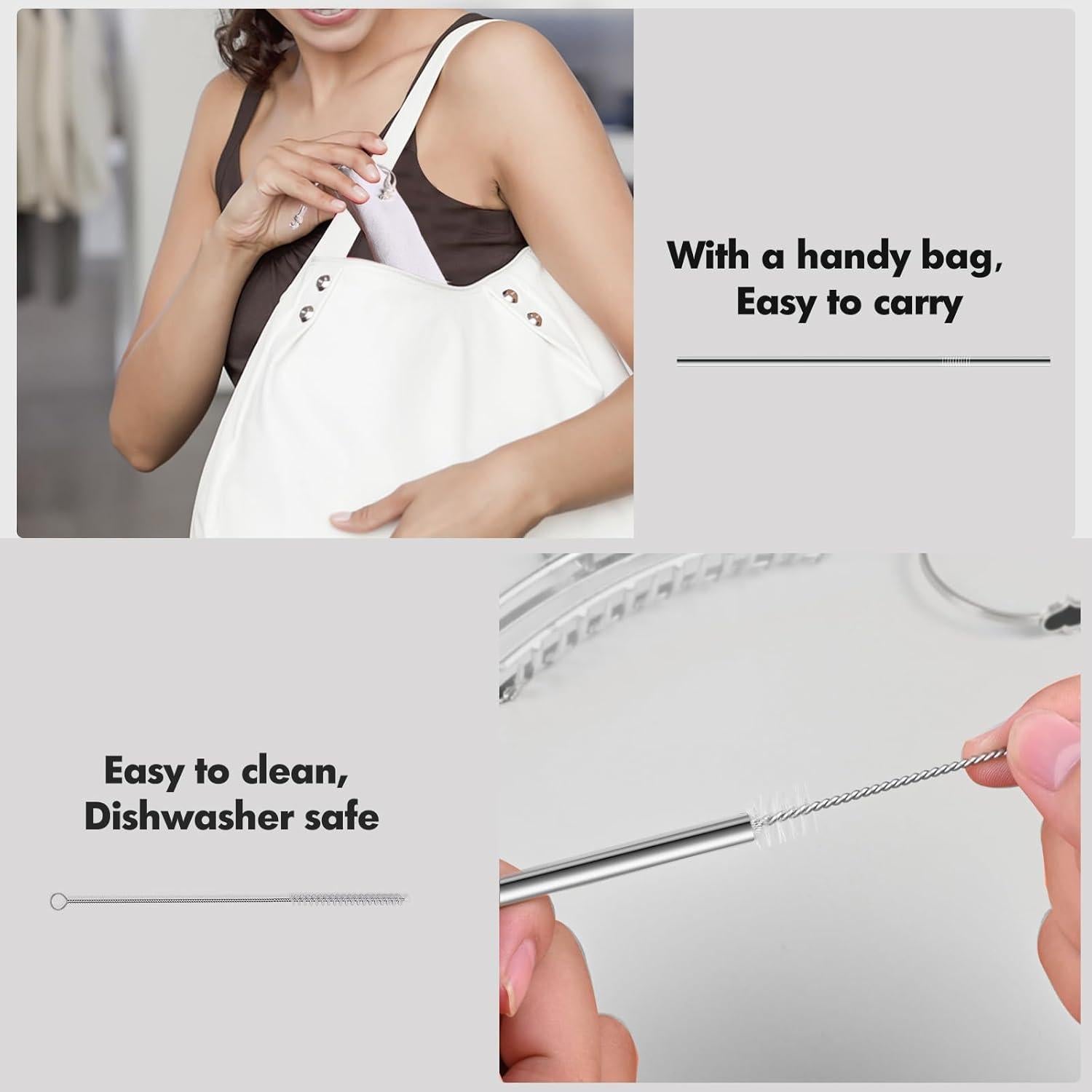 Popotes de Acero Inoxidable Keecomfy 30.99 cm Reutilizables 8 Unidades