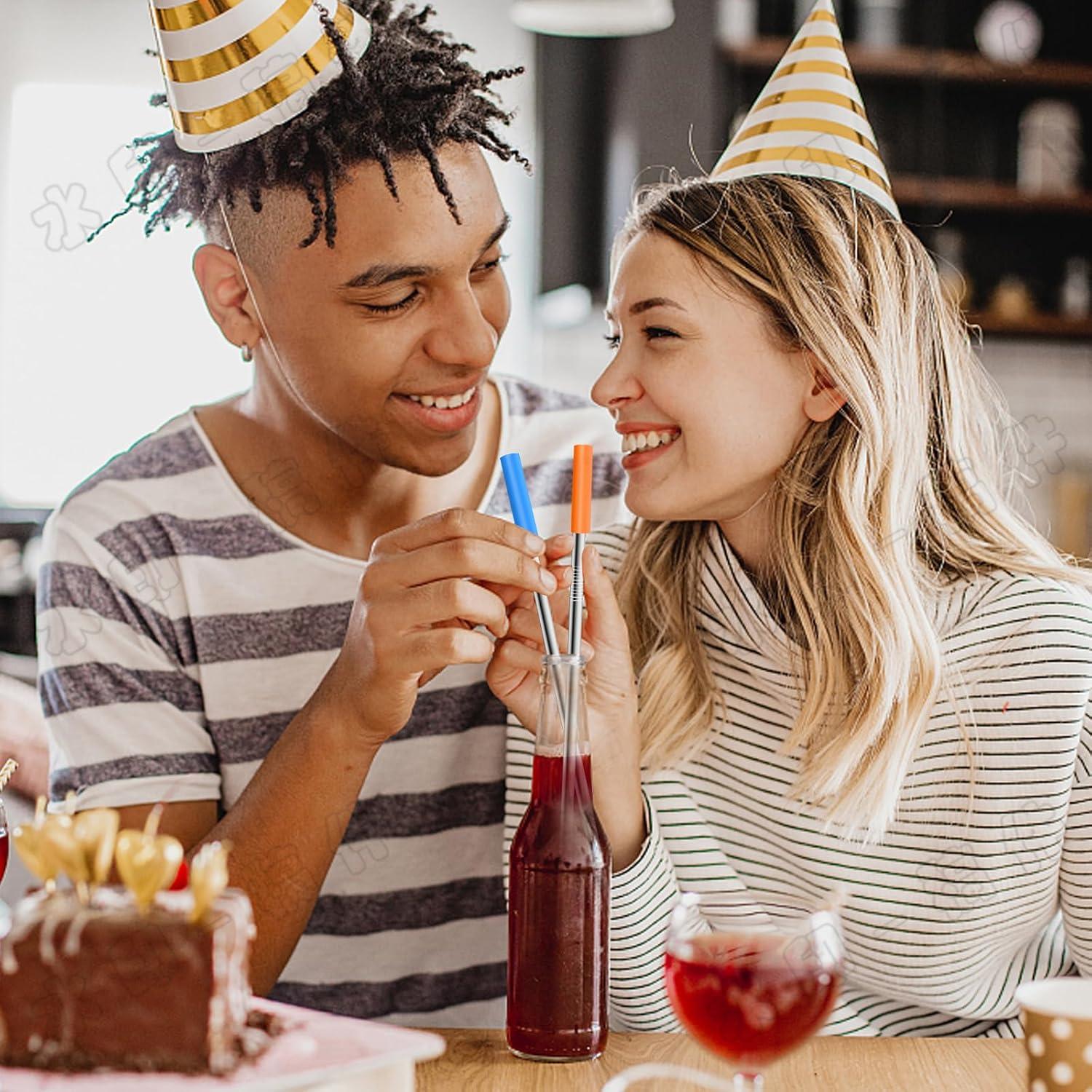 Popotes de Acero Inoxidable Keecomfy 30.99 cm Reutilizables 8 Unidades