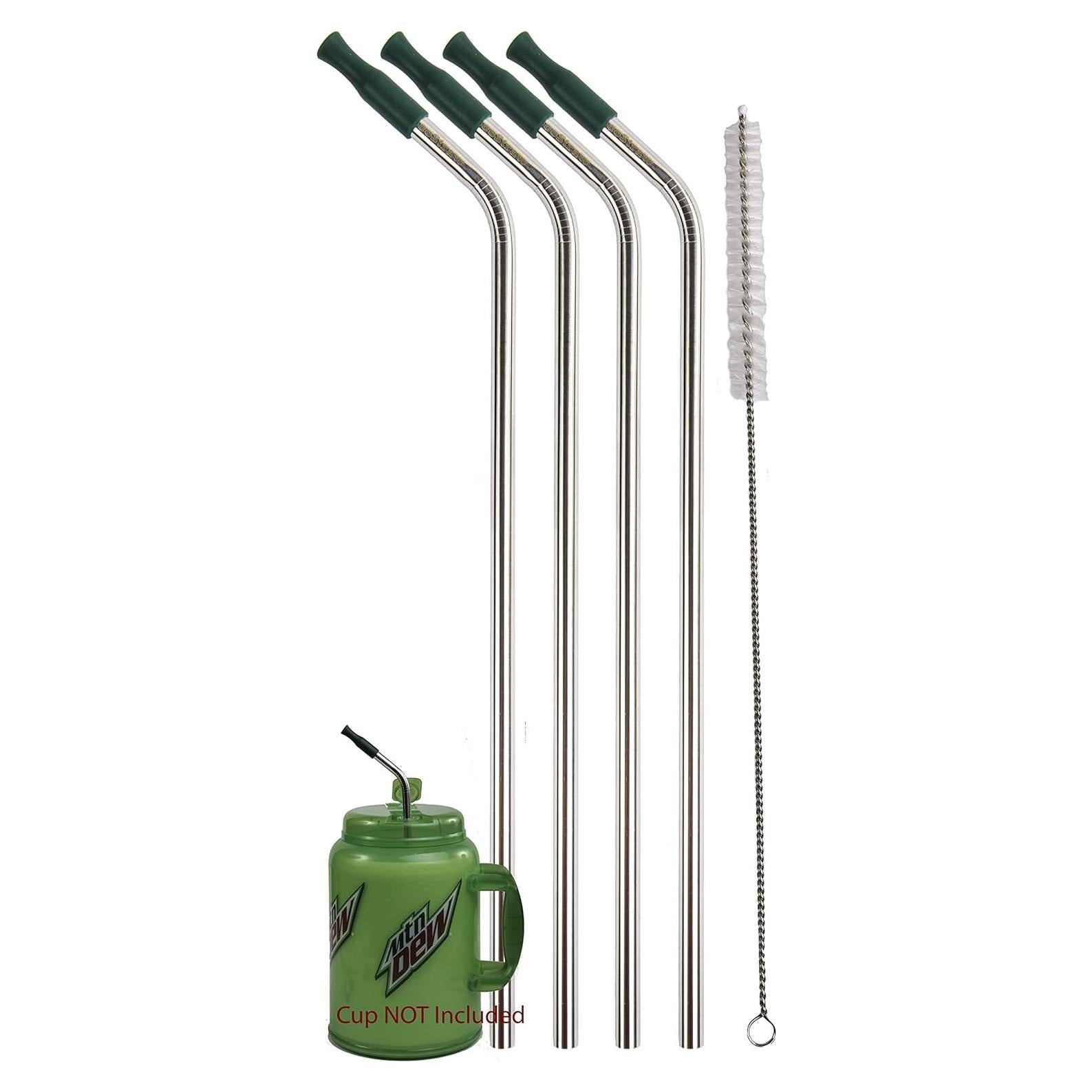 4 Popotes Jumbo Acero Inoxidable CocoStraw 35.56 cm + Puntas