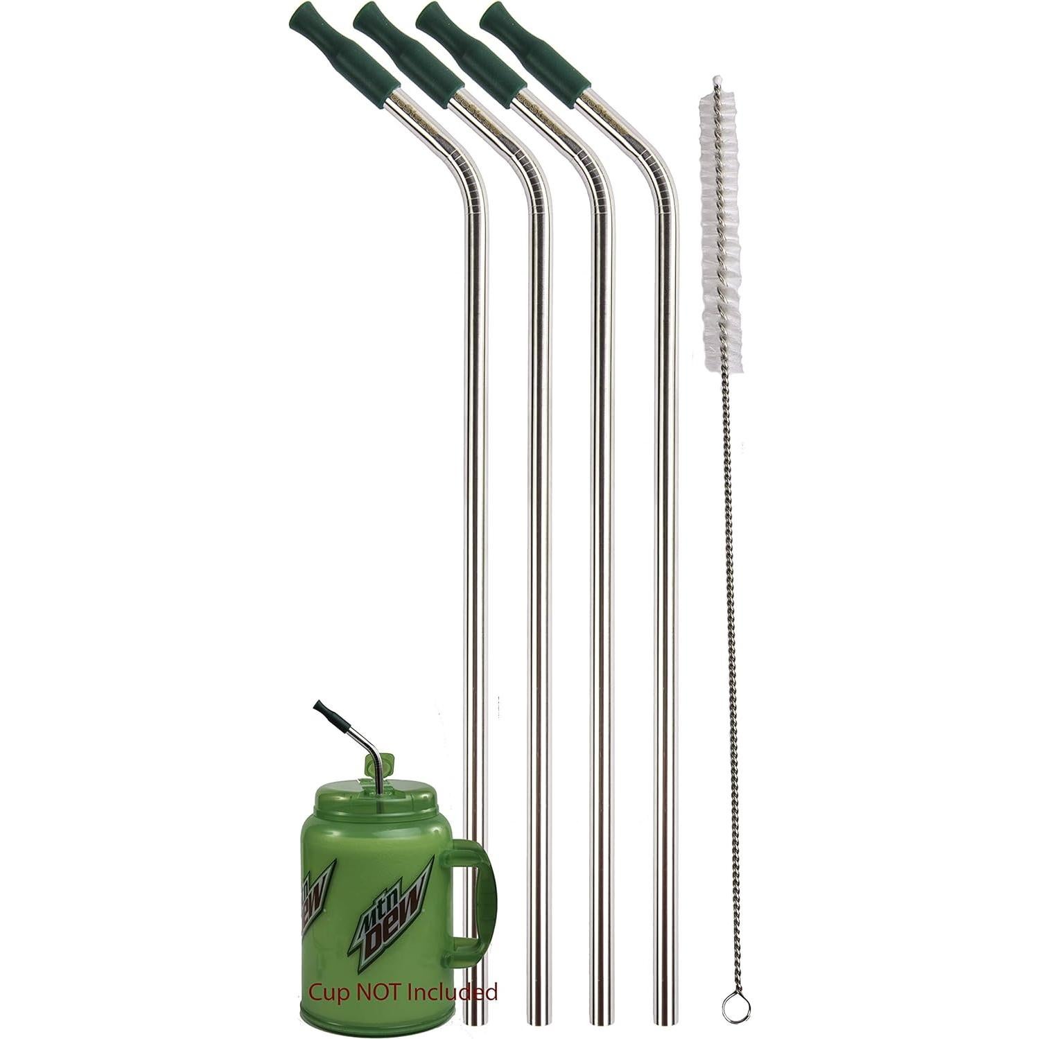4 Popotes Jumbo Acero Inoxidable CocoStraw 35.56 cm + Puntas