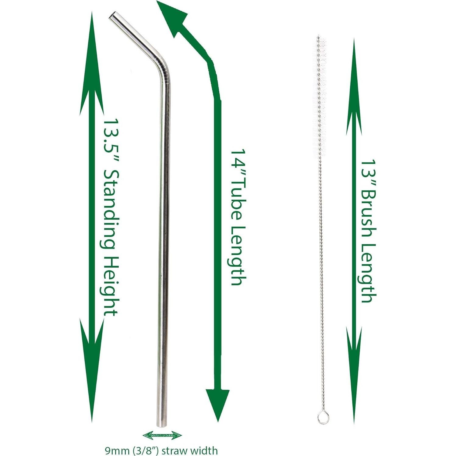 4 Popotes Jumbo Acero Inoxidable CocoStraw 35.56 cm + Puntas
