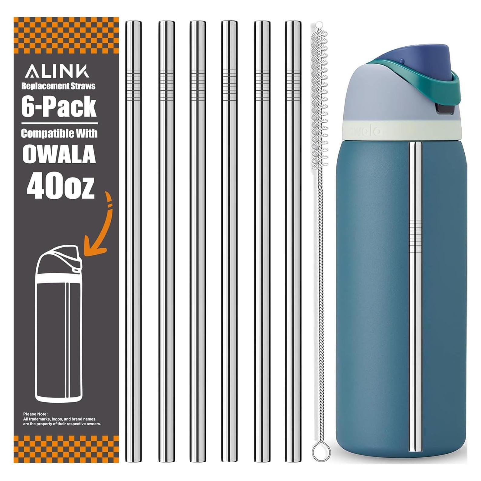 Popotes de Acero Inoxidable ALINK 40oz Reutilizables con Cepillo