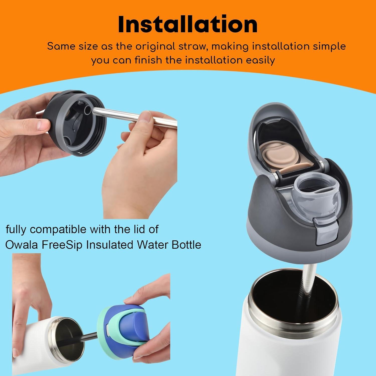 Popotes de Acero Inoxidable ALINK 40oz Reutilizables con Cepillo