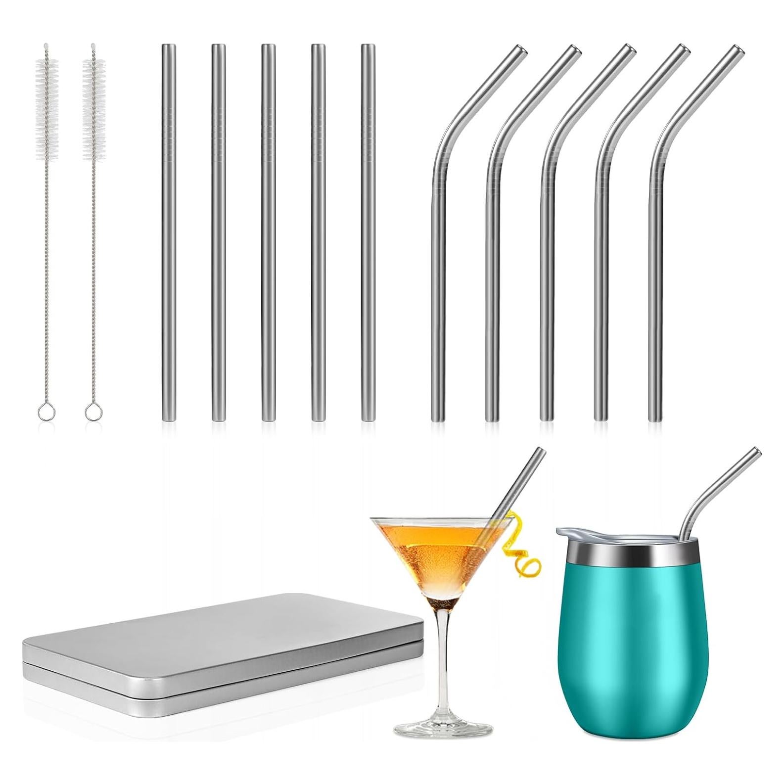 Popotes de Metal YINCL 15.24 cm 10 Pcs Acero Inoxidable Reutilizables