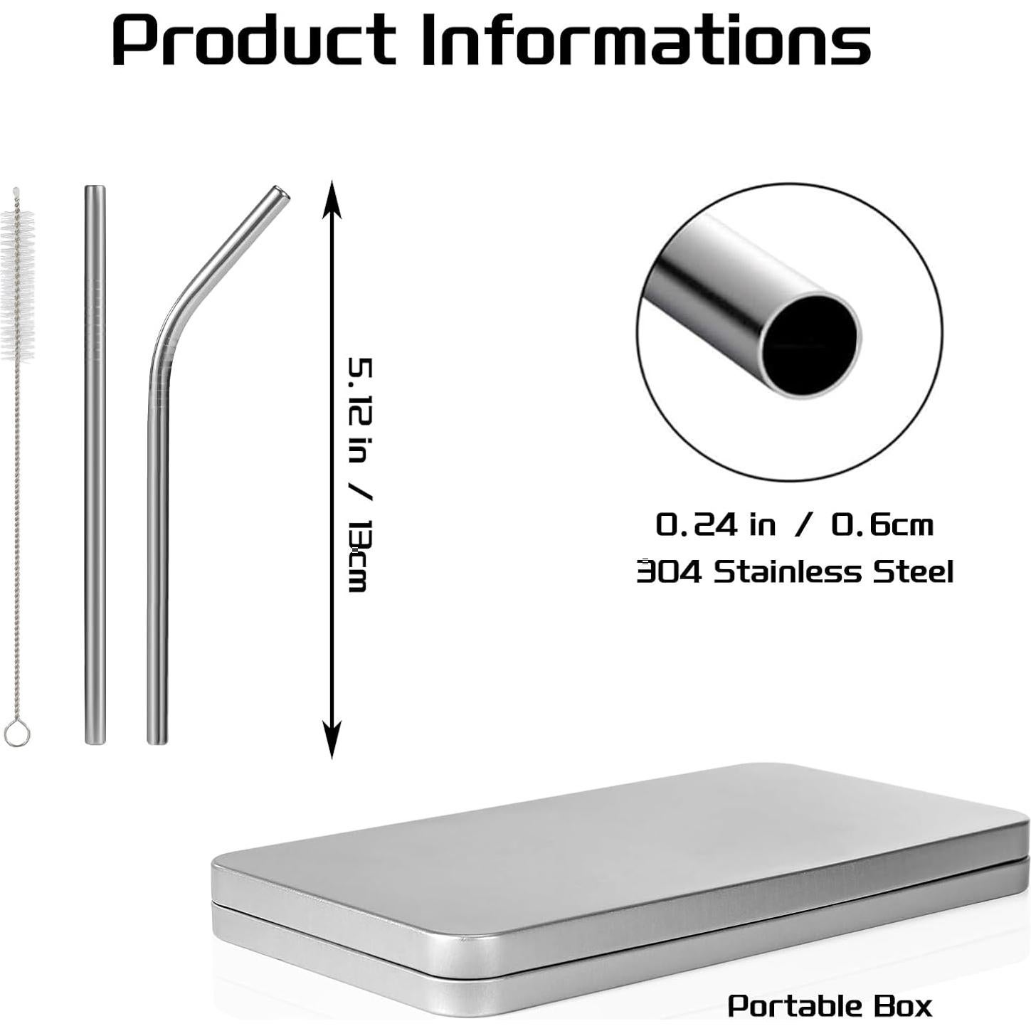 Popotes de Metal YINCL 15.24 cm 10 Pcs Acero Inoxidable Reutilizables