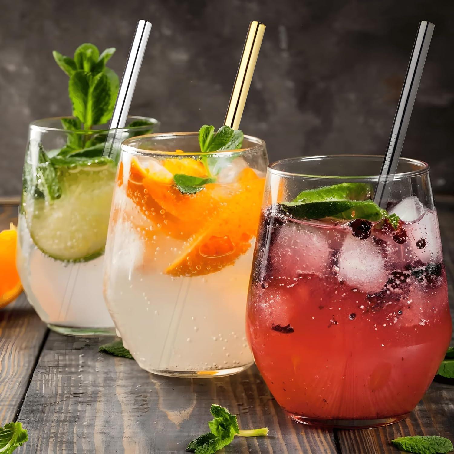 Paquete de 6 Pajitas Reutilizables de Acero Inoxidable Sztumbo