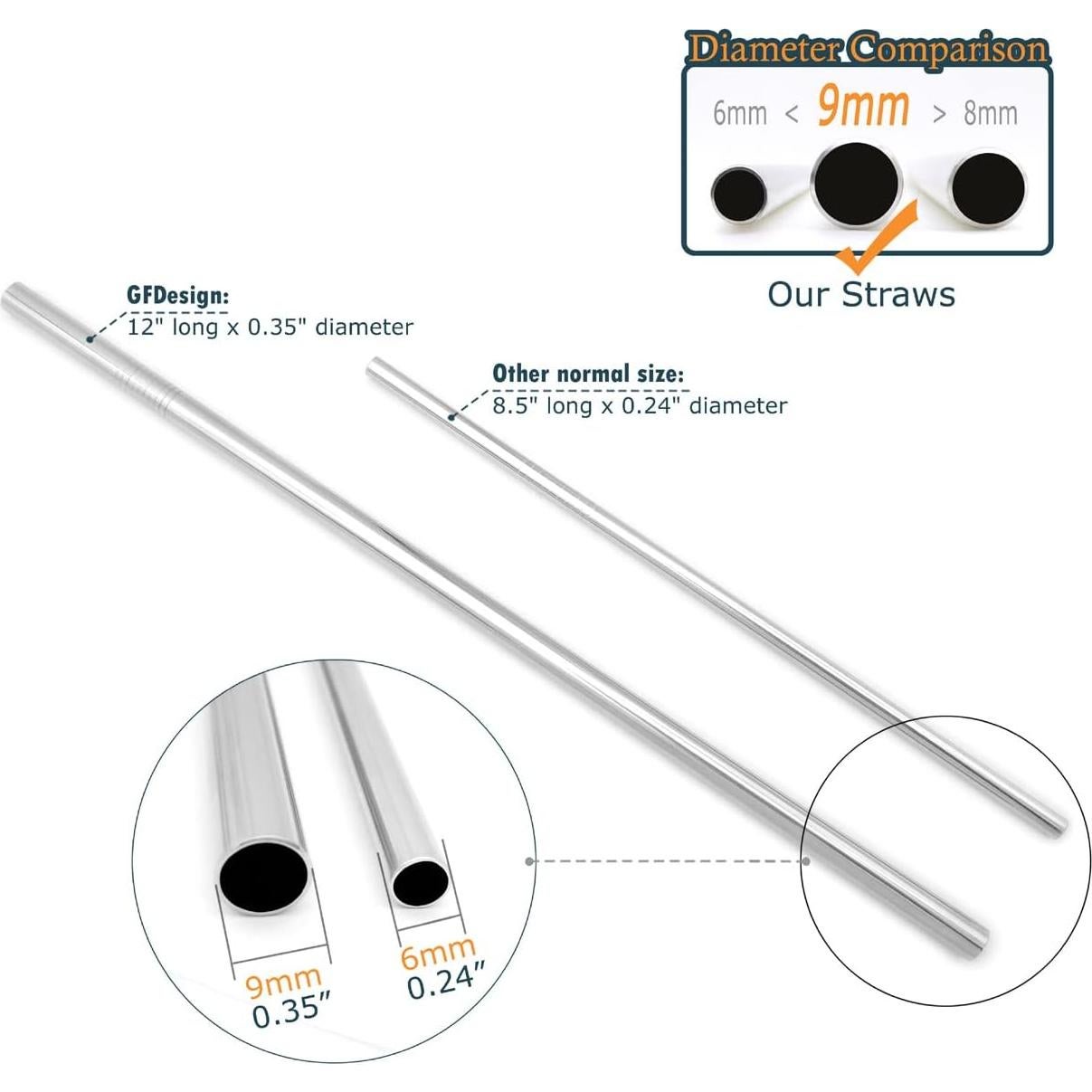 Set de Pajitas Reutilizables GFDesign 30.48 cm Acero Inoxidable
