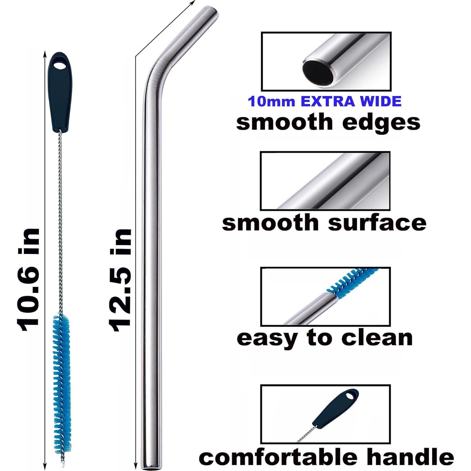 Popotes de Metal Wobye 10mm Extra Anchos para Tumbler 40 oz