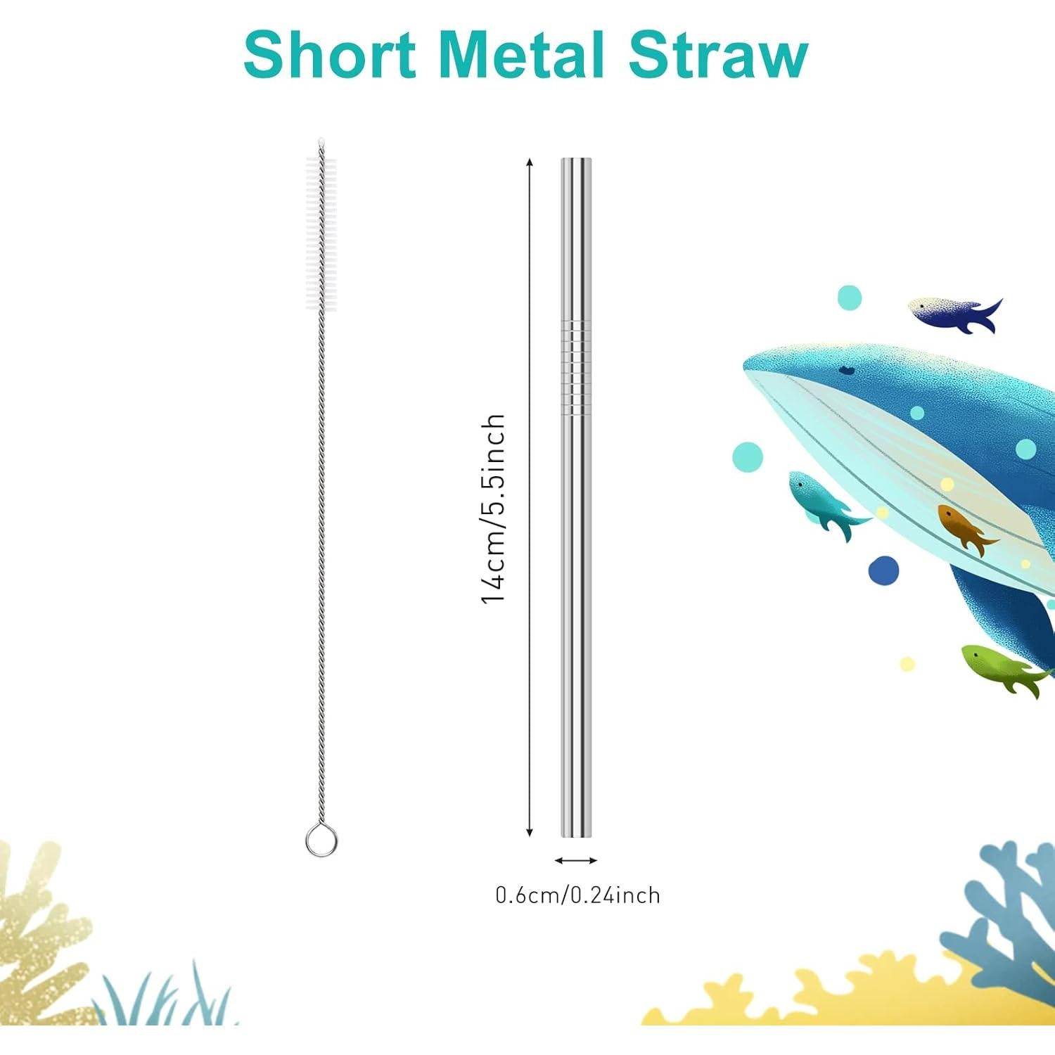 Popotes de Acero Inoxidable Reutilizables Kiemeu 14 cm - 8 Unidades