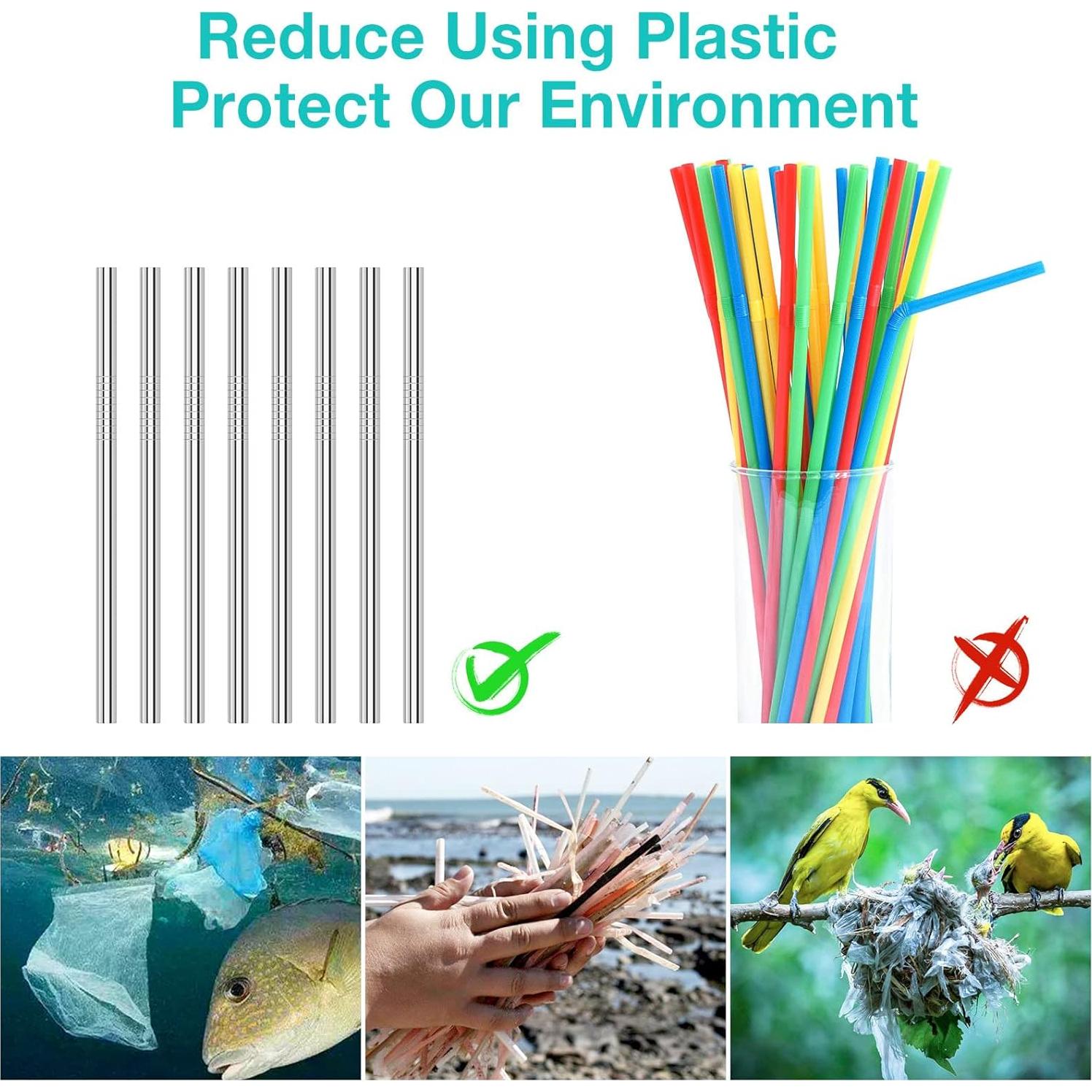 Popotes de Acero Inoxidable Reutilizables Kiemeu 14 cm - 8 Unidades