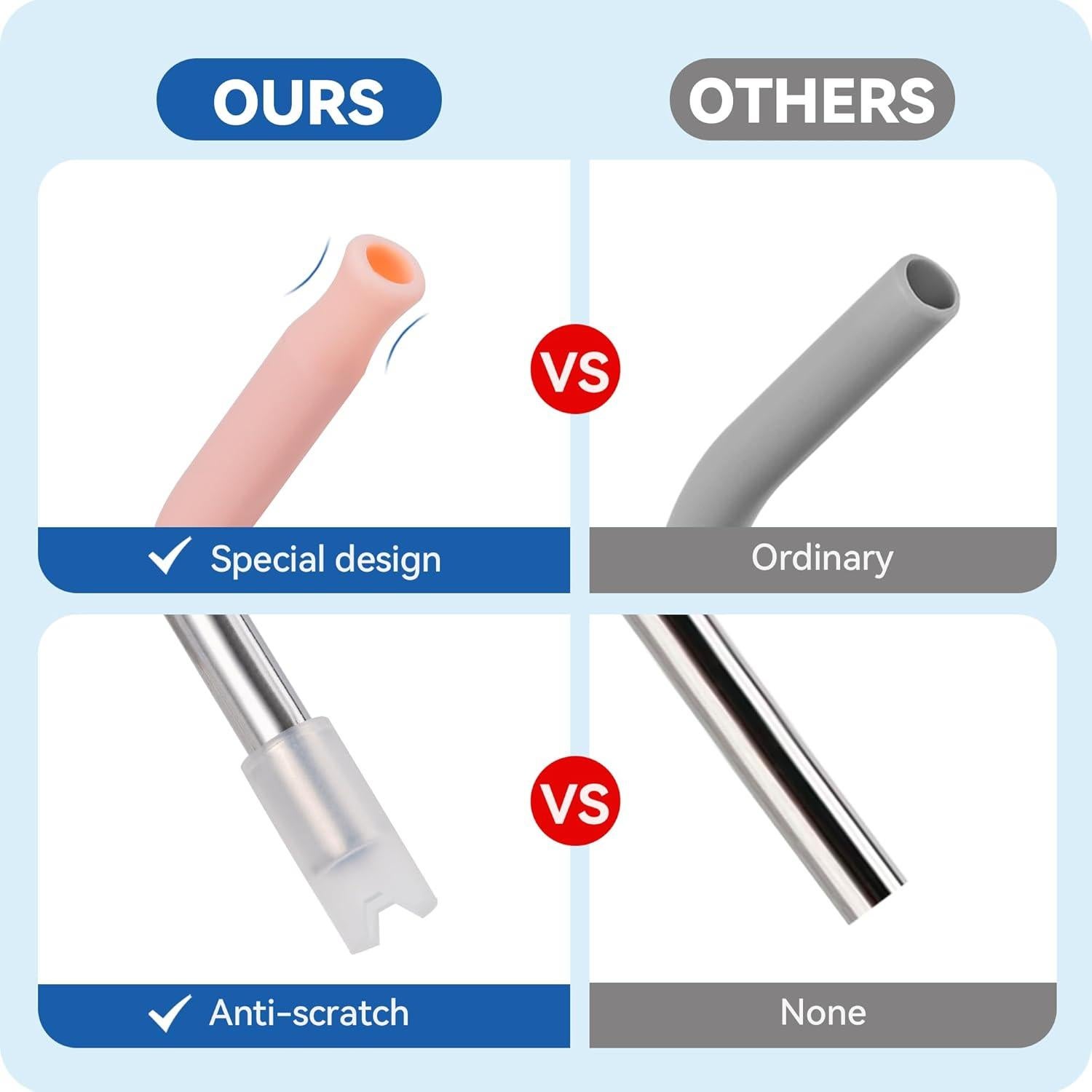 Popotes de Acero Inoxidable Prurex 21 cm Reutilizables con Puntas de Silicona