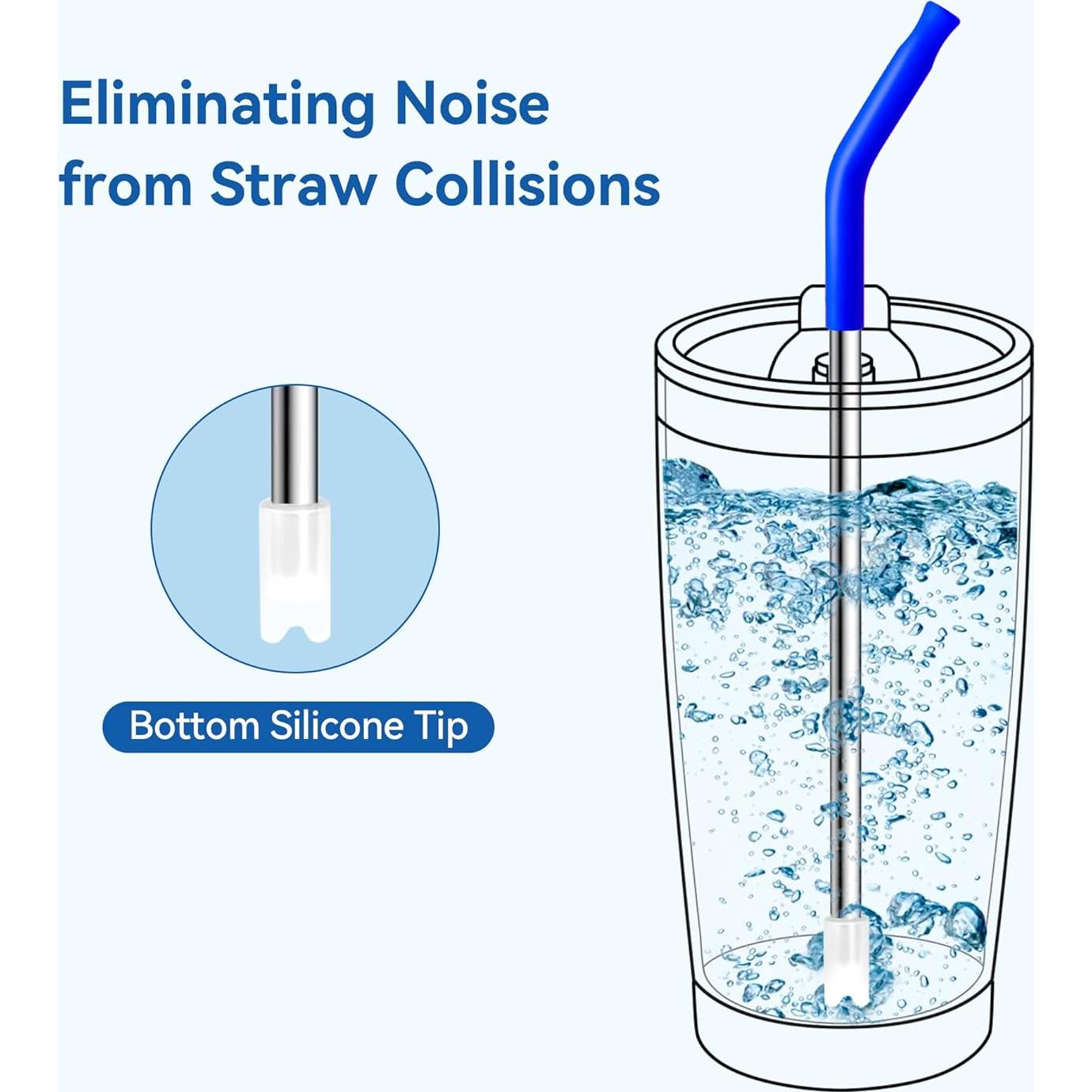 Popotes de Acero Inoxidable Prurex 21 cm Reutilizables con Puntas de Silicona