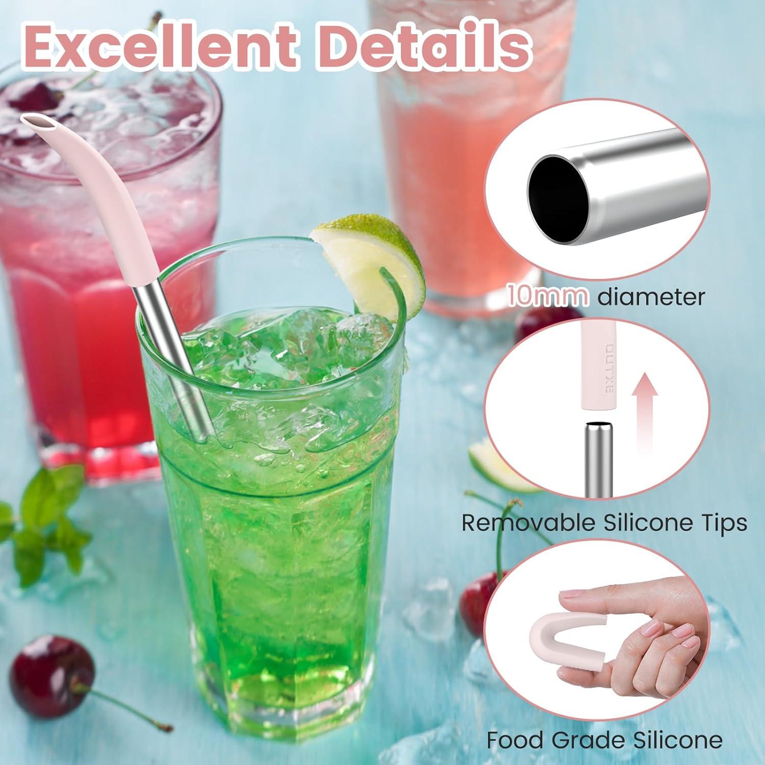 Popotes Antienvejecimiento Reutilizables OUTXE 6 Pcs Acero Inoxidable