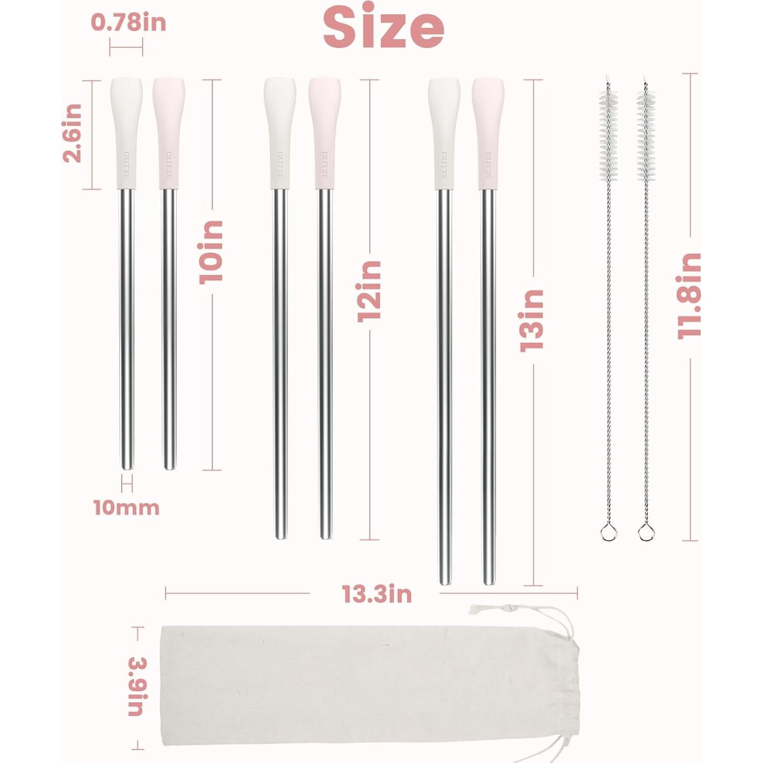 Popotes Antienvejecimiento Reutilizables OUTXE 6 Pcs Acero Inoxidable