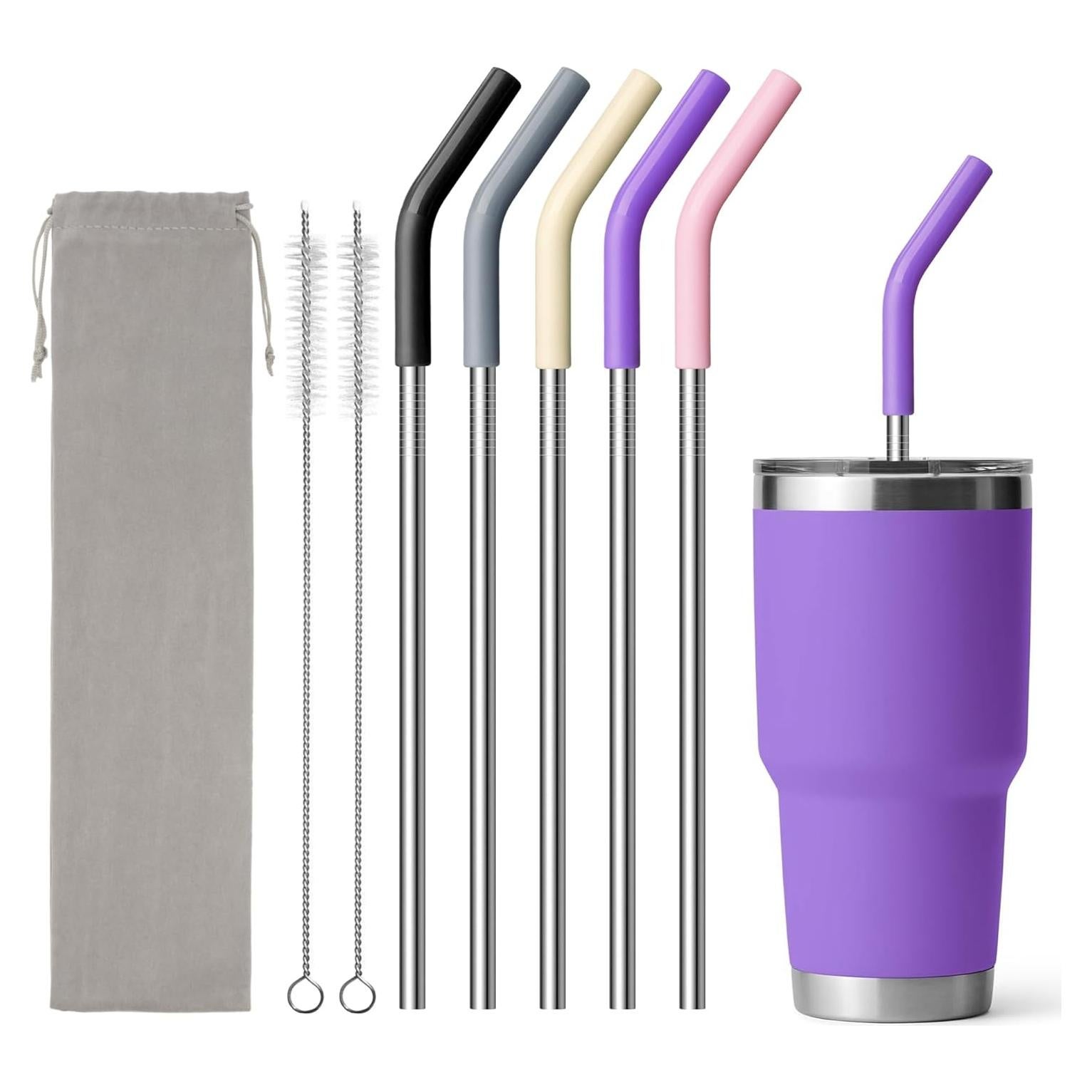 Popote de Acero Inoxidable Diumepo 30 oz con Punta de Silicona