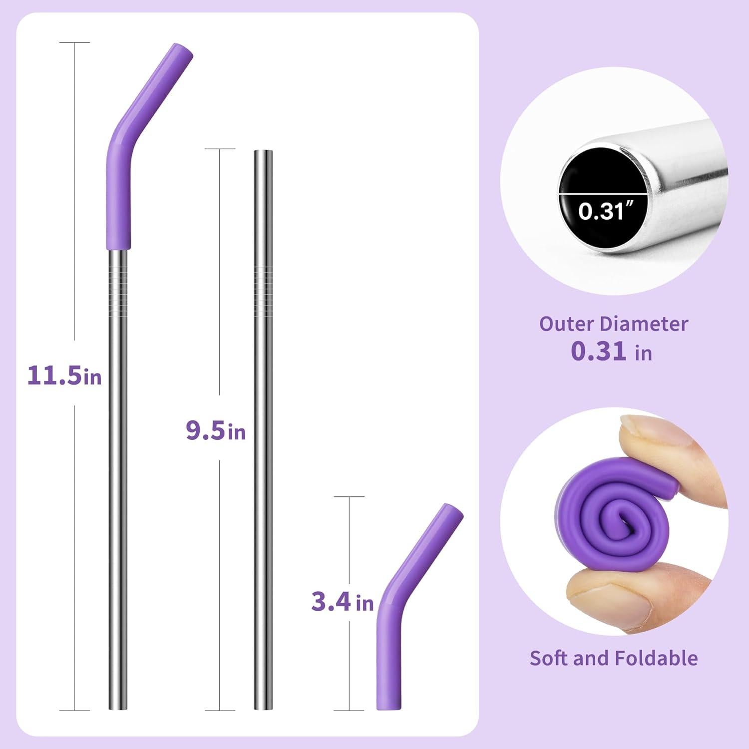 Popote de Acero Inoxidable Diumepo 30 oz con Punta de Silicona