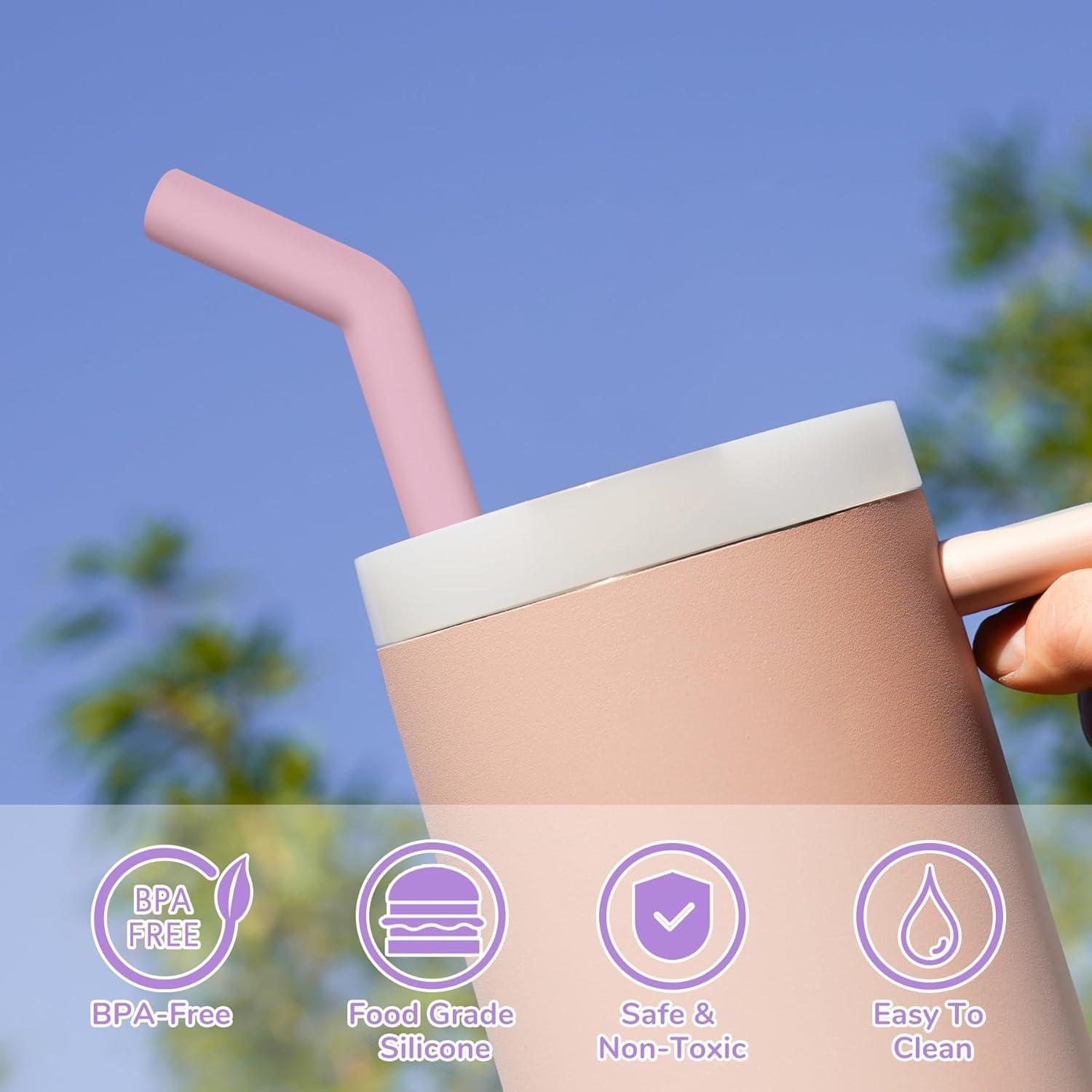 Juego de 6 Pajitas de Silicona y Acero Inoxidable Tomorotec 30.48 cm