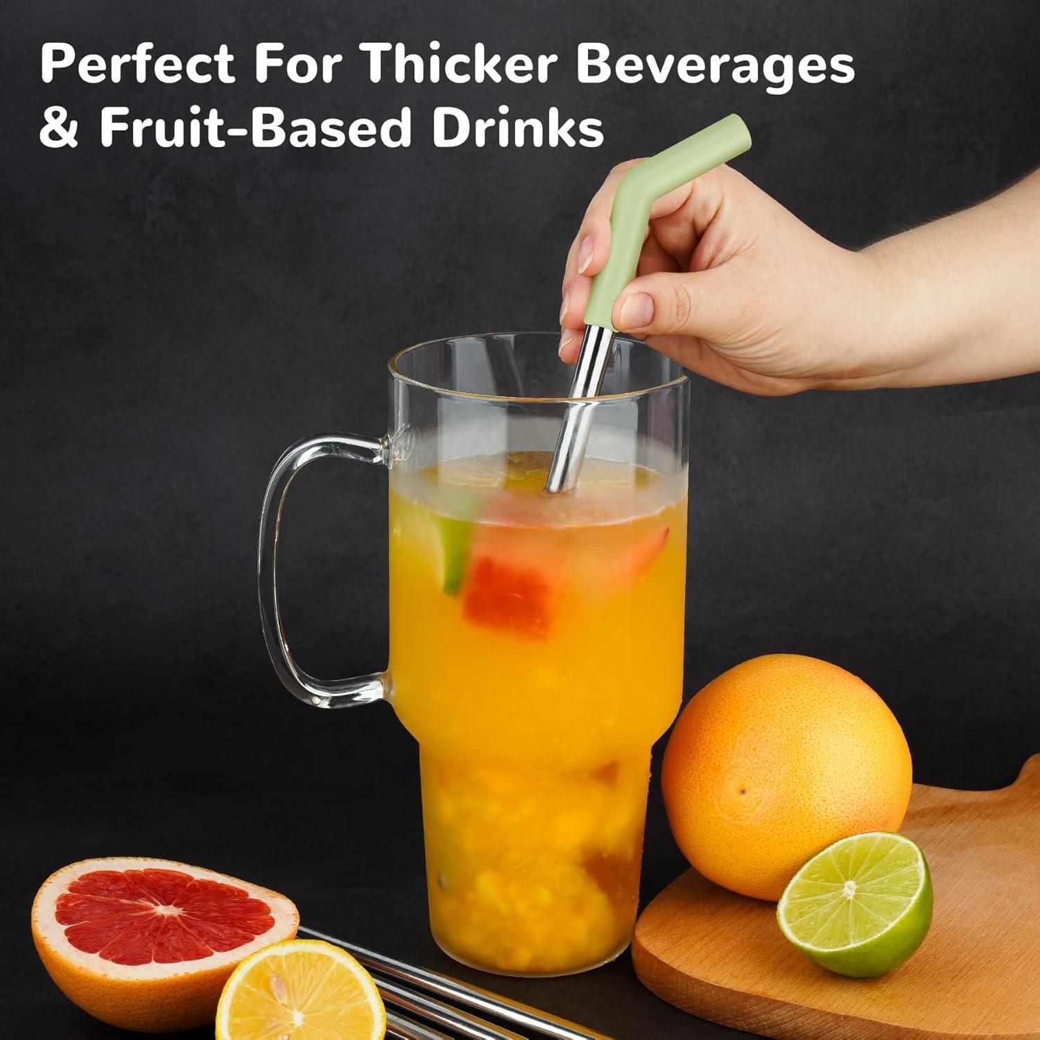 Juego de 6 Pajitas de Silicona y Acero Inoxidable Tomorotec 30.48 cm