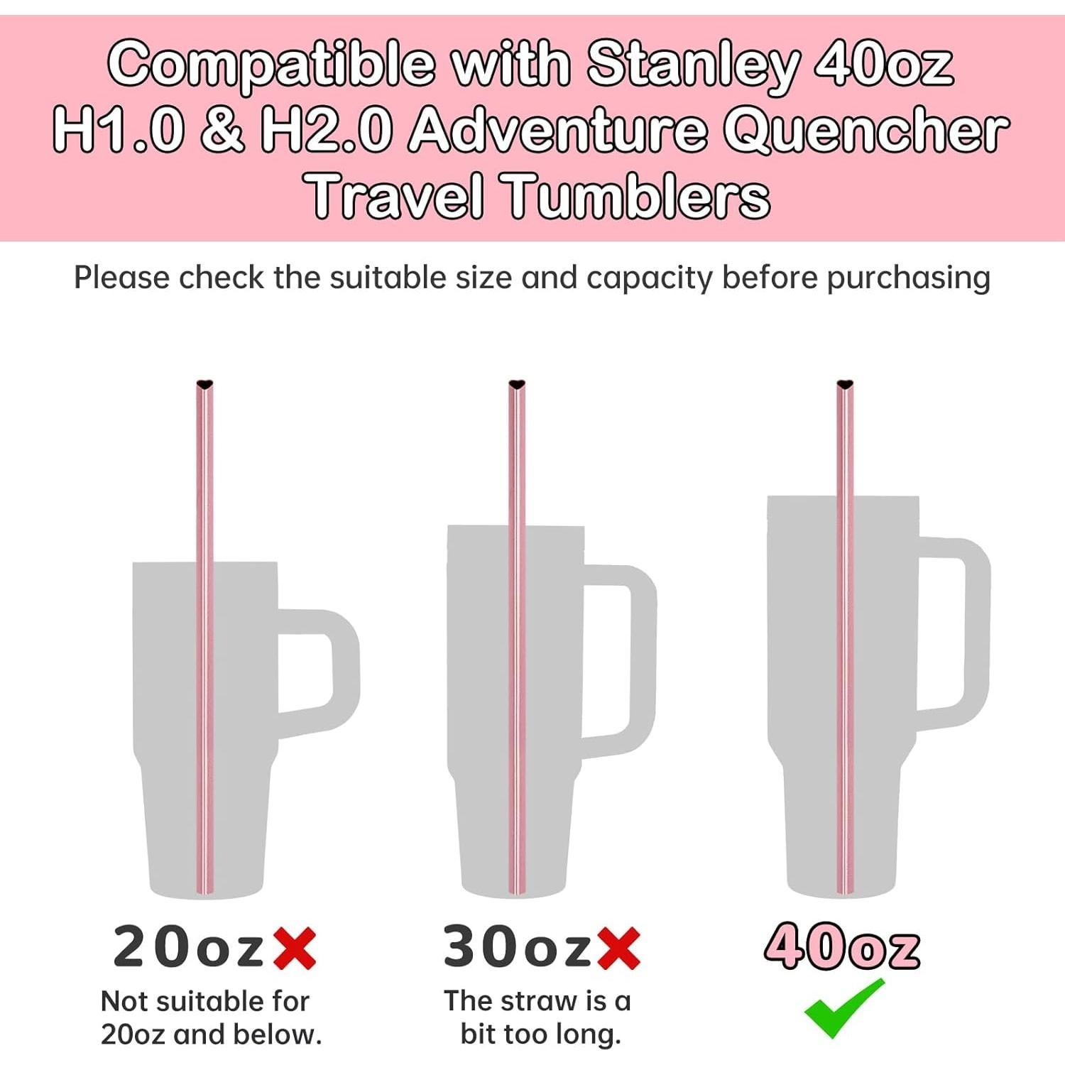 Popotes de Acero Inoxidable NiHome 30 cm Corazón Rosa 10 Pzas