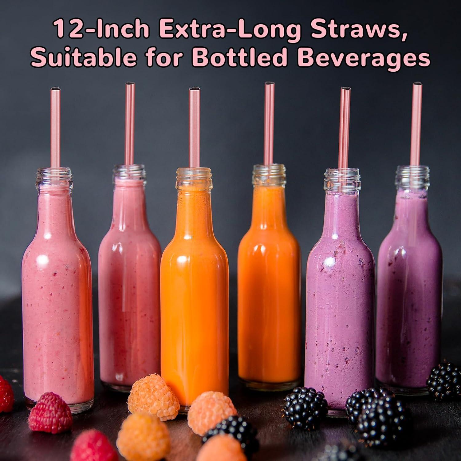 Popotes de Acero Inoxidable NiHome 30 cm Corazón Rosa 10 Pzas