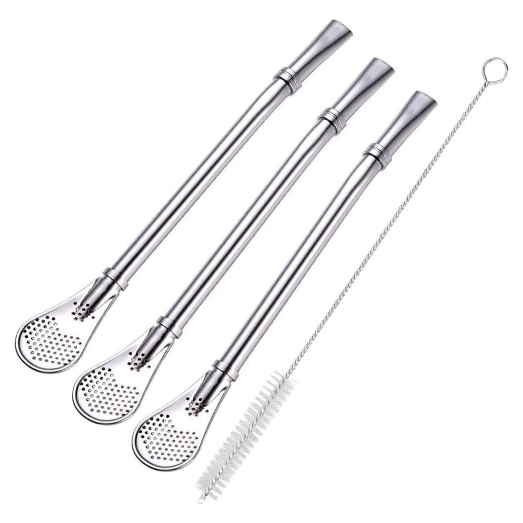 Juego de 3 Pajitas Bombilla de Acero Inoxidable 15.5 cm Datconect