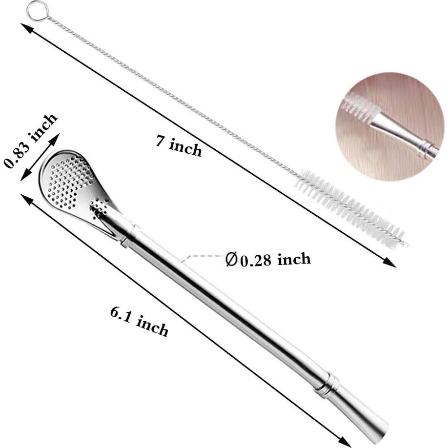Juego de 3 Pajitas Bombilla de Acero Inoxidable 15.5 cm Datconect