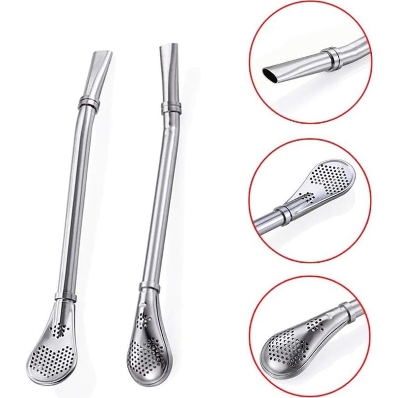 Juego de 3 Pajitas Bombilla de Acero Inoxidable 15.5 cm Datconect