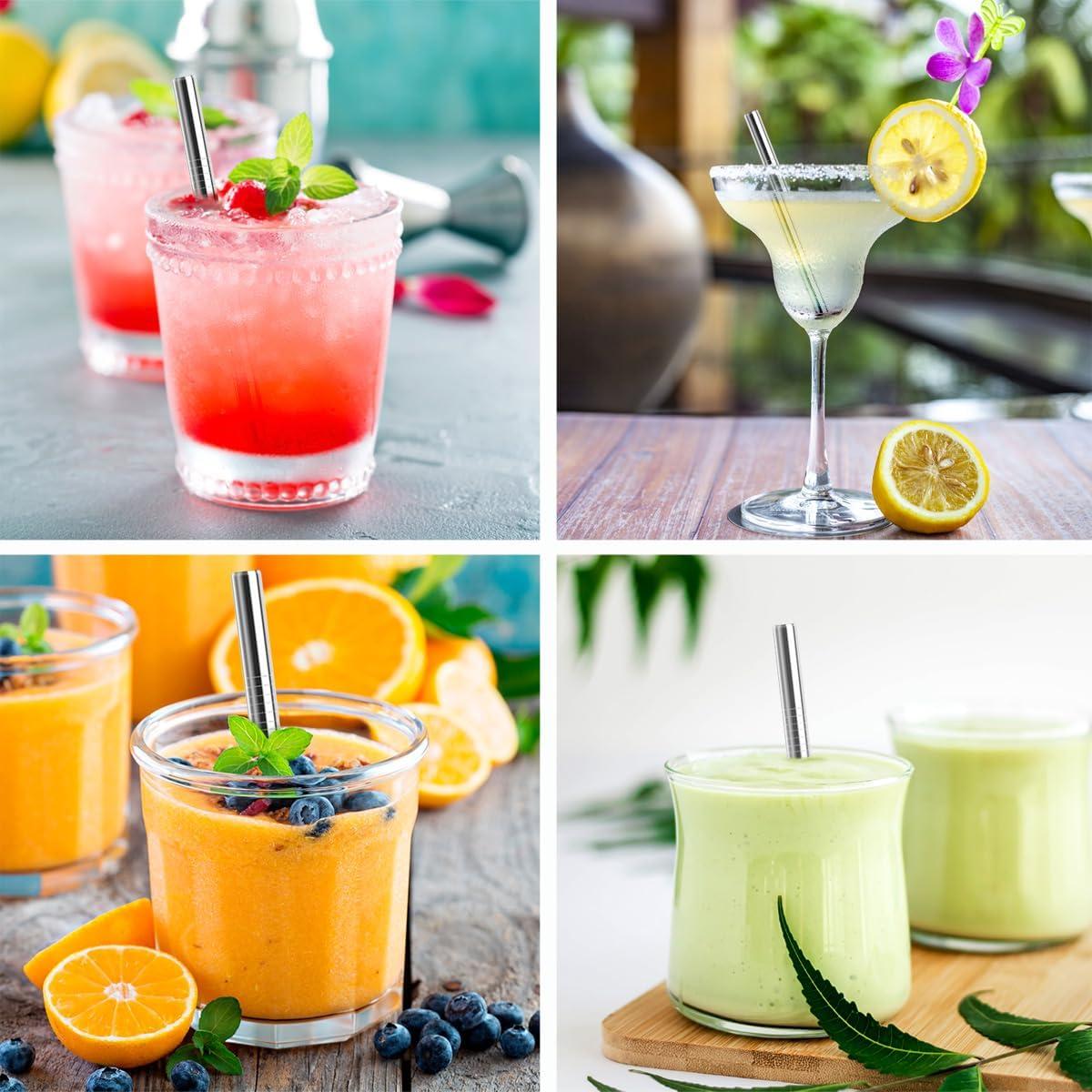 Paquete de 12 Pajitas de Metal Reutilizables MCEUS 12cm