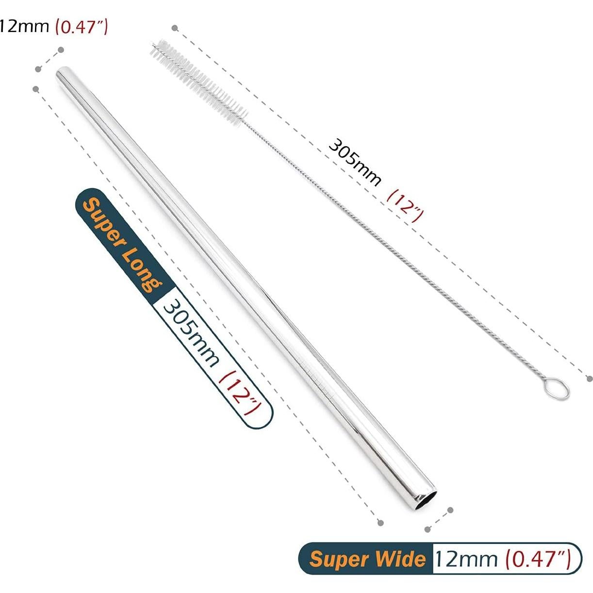 Juego de Popotes Reutilizables de Acero Inoxidable 304 - Set de 4