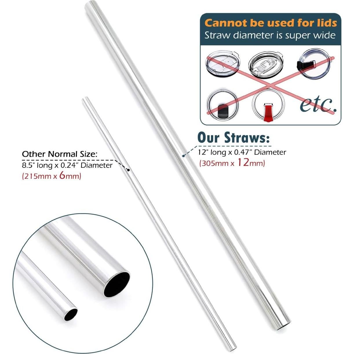 Juego de Popotes Reutilizables de Acero Inoxidable 304 - Set de 4