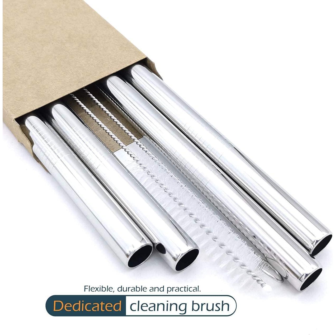 Juego de Popotes Reutilizables de Acero Inoxidable 304 - Set de 4