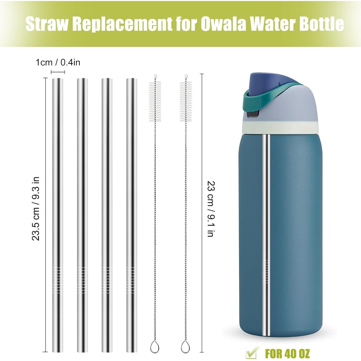 Popotes de Acero Inoxidable Reutilizables XZESH para Botella Owala 40 oz