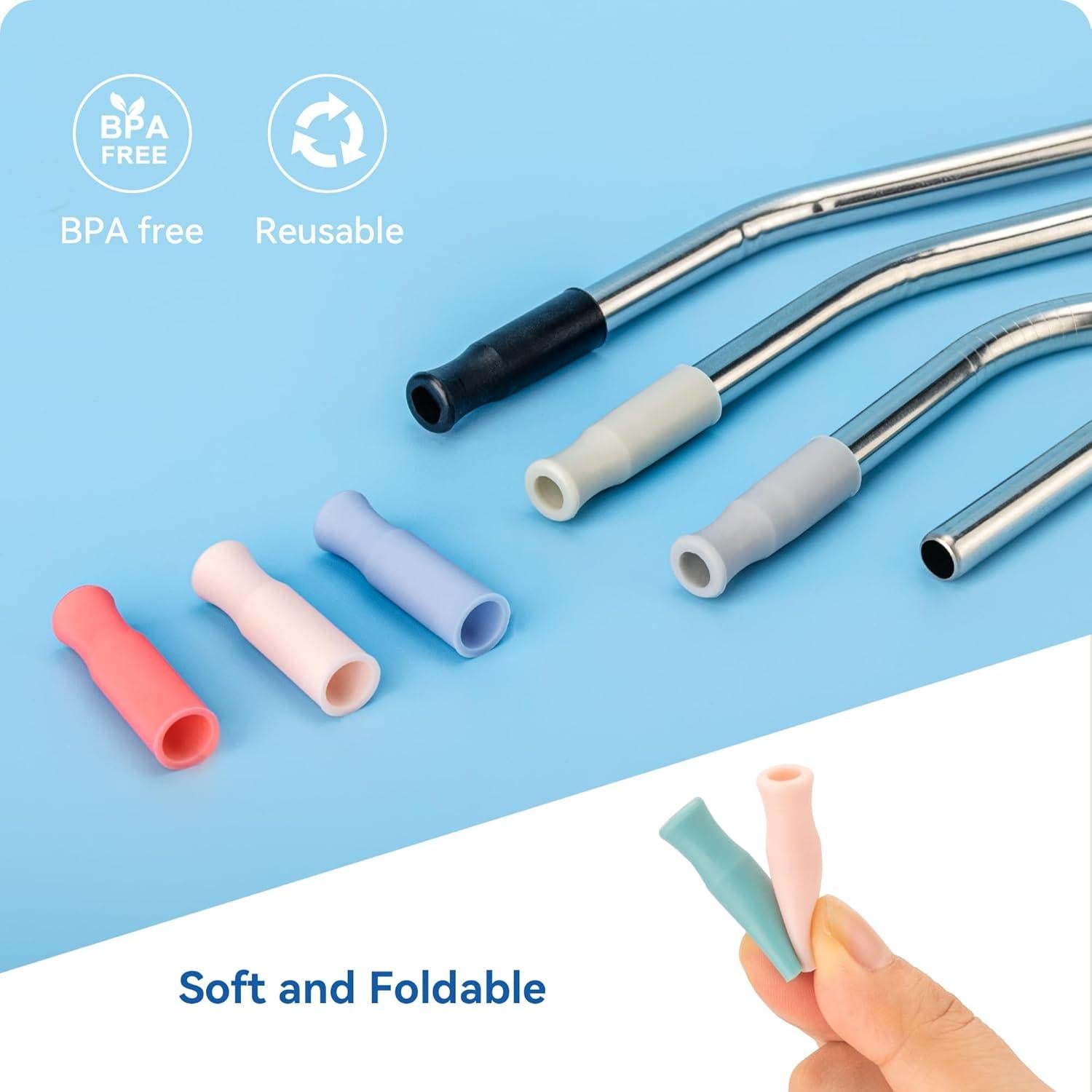 Popotes de Acero Inoxidable Prurex 30oz con Puntas de Silicona