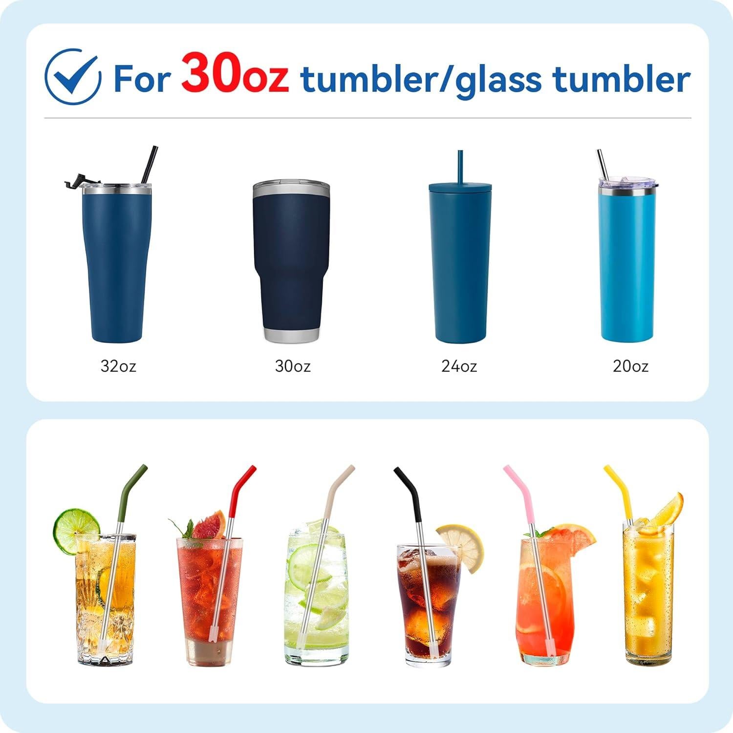 Popotes de Acero Inoxidable Prurex 30oz con Puntas de Silicona