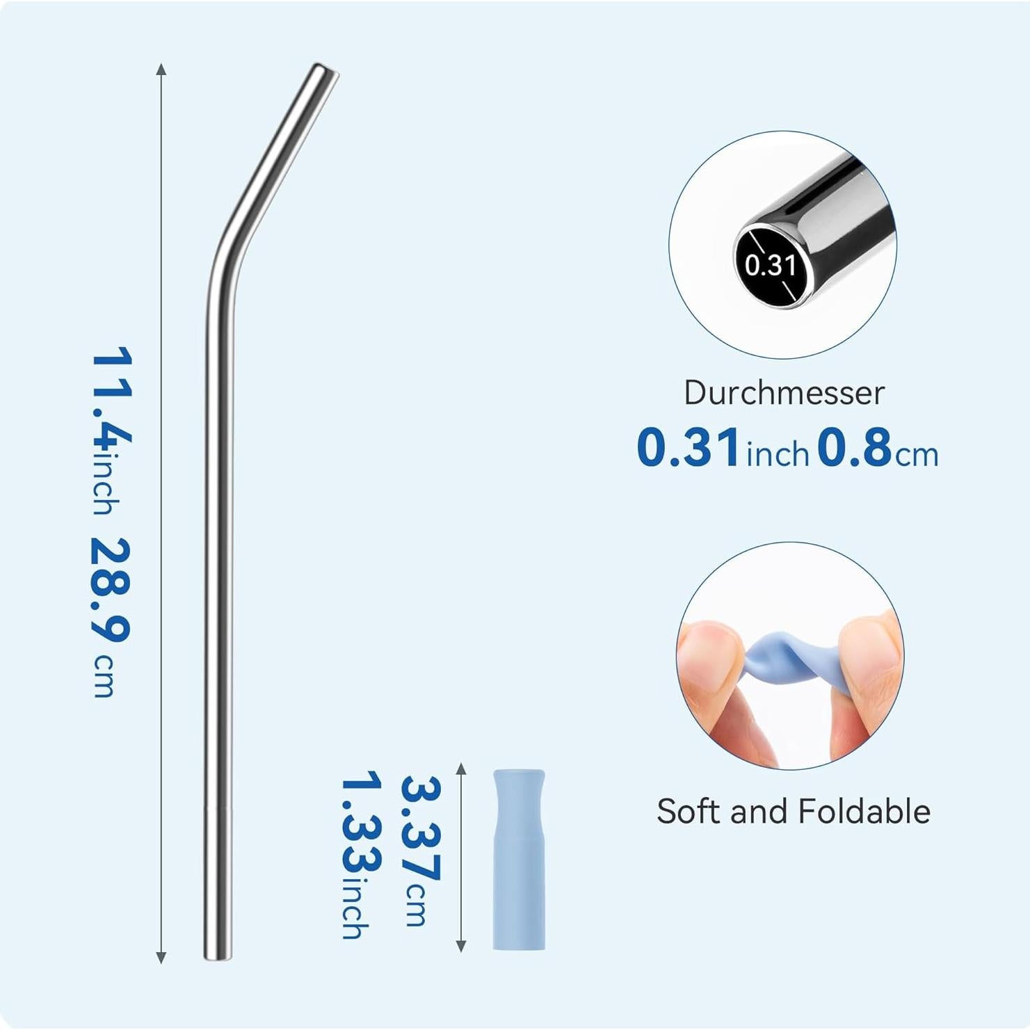 Popotes de Acero Inoxidable Prurex 30oz con Puntas de Silicona