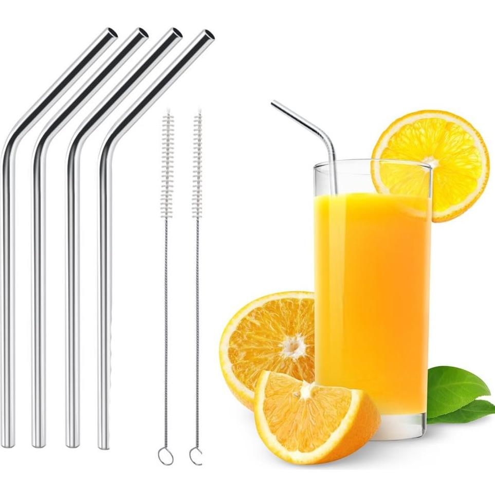 Set de 4 Pajitas de Acero Inoxidable LIHAO 30 OZ + 2 Cepillos