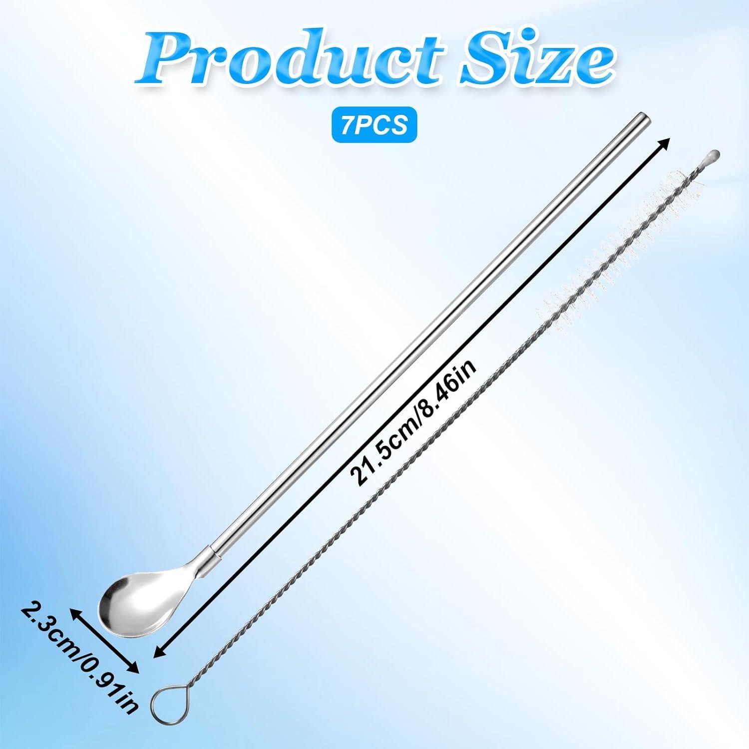 Juego de 6 Pajitas de Cuchara de Acero Inoxidable Alrhso