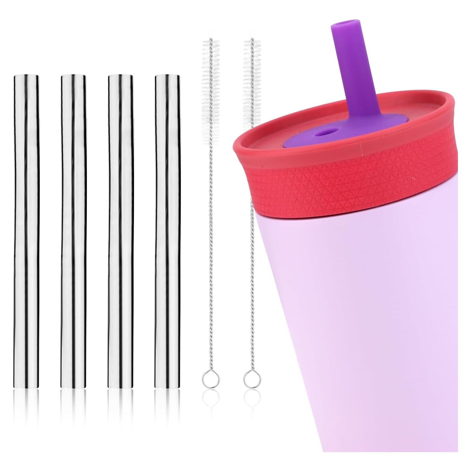 4 Popotes de Acero Inoxidable Reutilizables Gosknor 12 Oz