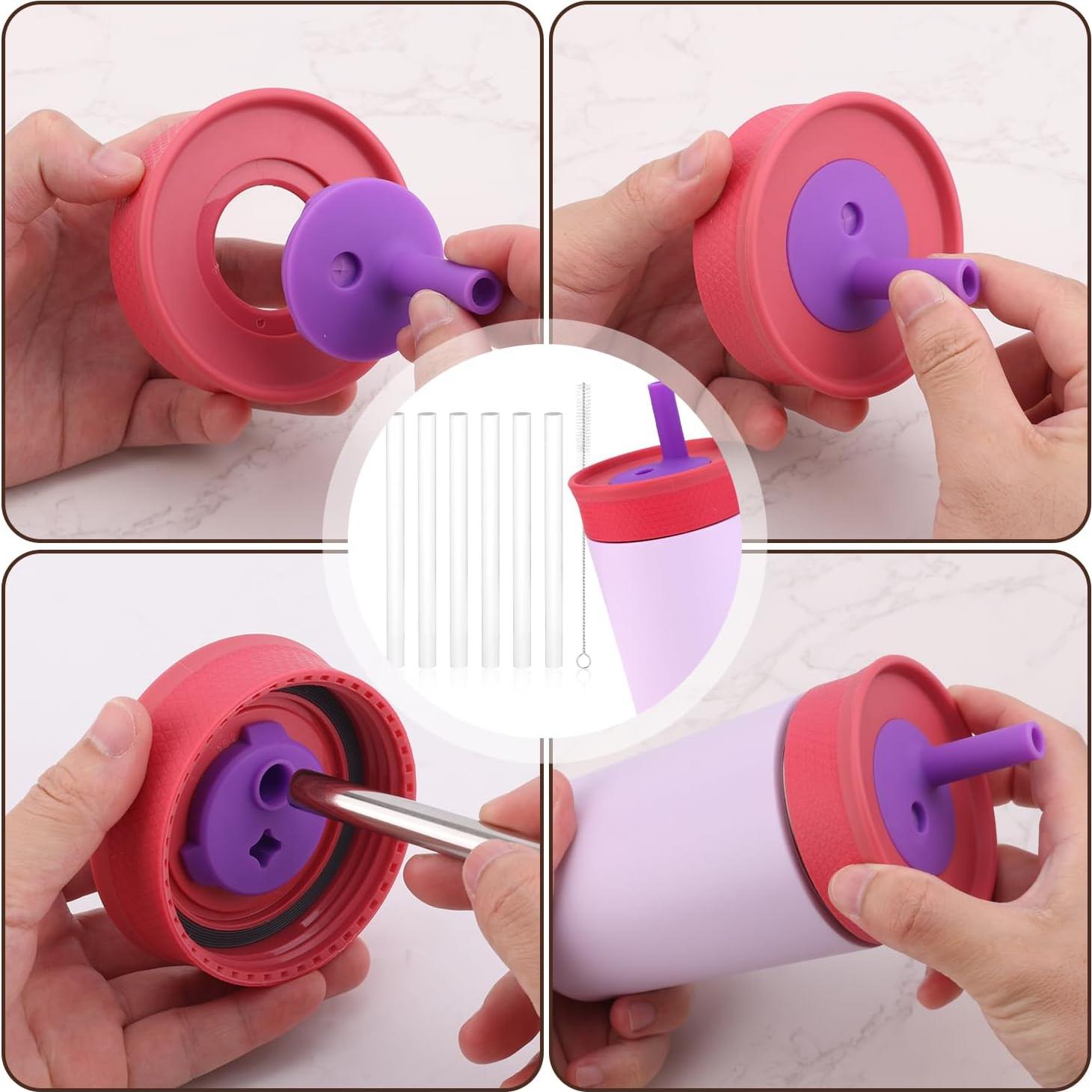 4 Popotes de Acero Inoxidable Reutilizables Gosknor 12 Oz