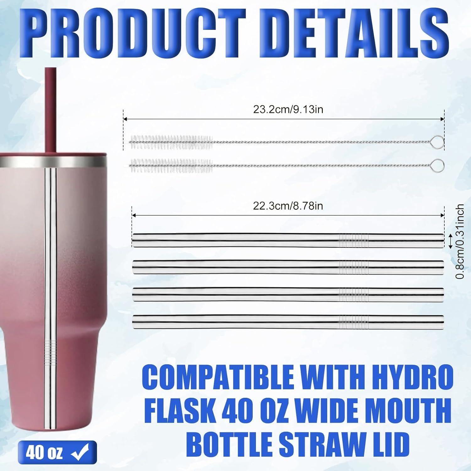 4 Popotes de Acero Inoxidable BOXOB para Hydroflask 1L