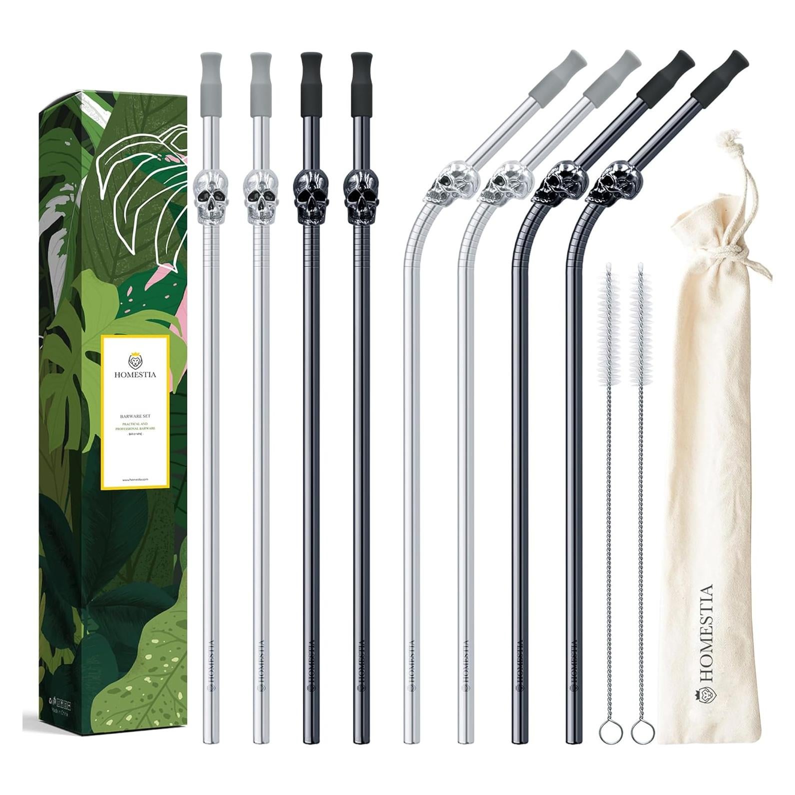 Popotes de Metal Reutilizables Homestia 26.67 cm 8 Pzs