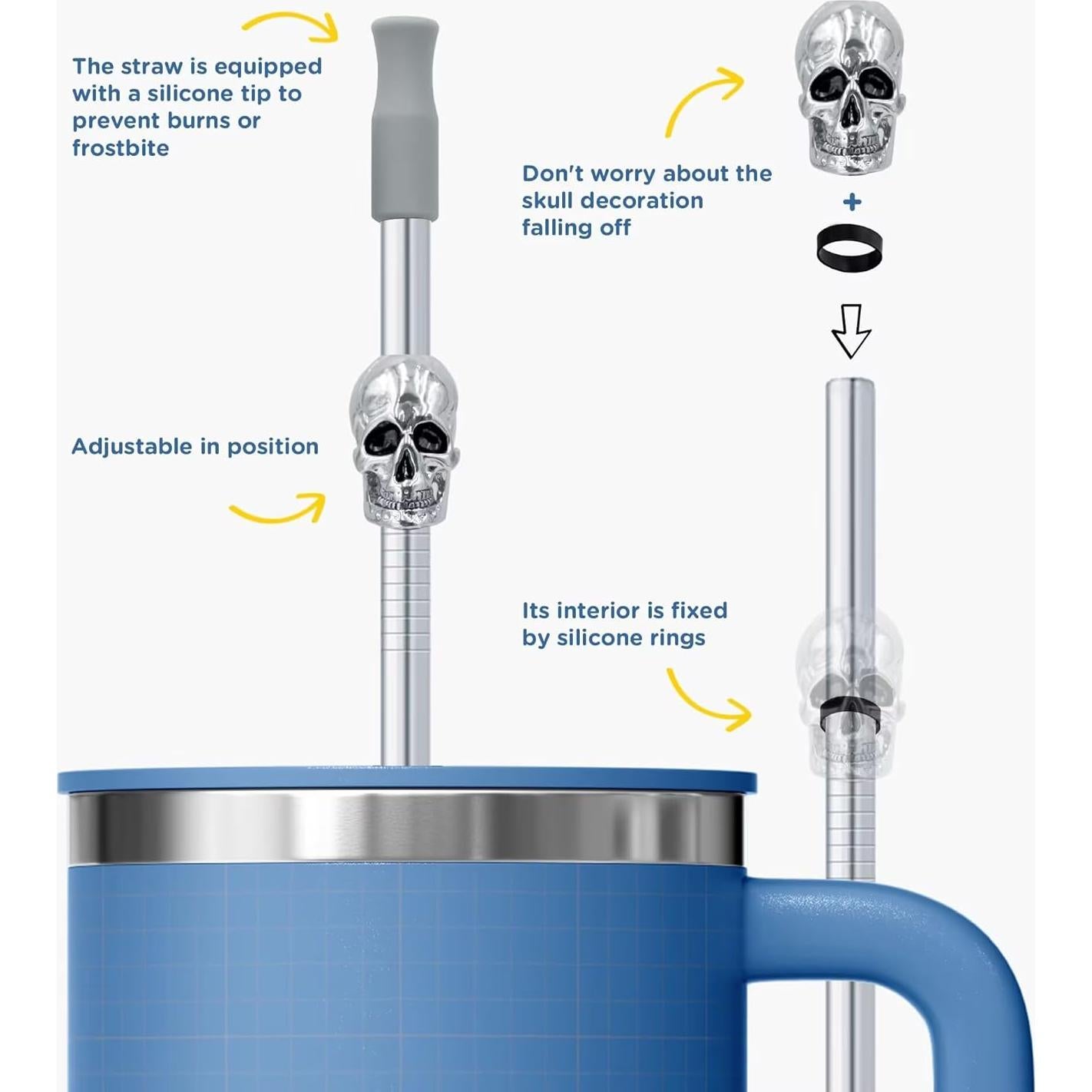 Popotes de Metal Reutilizables Homestia 26.67 cm 8 Pzs