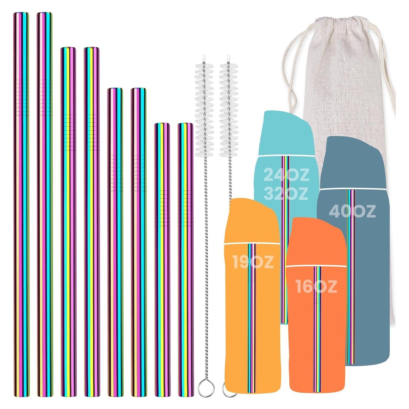 NiHome 8 Popotes de Acero Inoxidable Iridescentes para Botellas