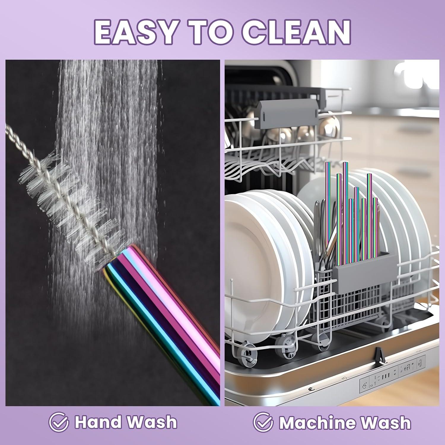 NiHome 8 Popotes de Acero Inoxidable Iridescentes para Botellas